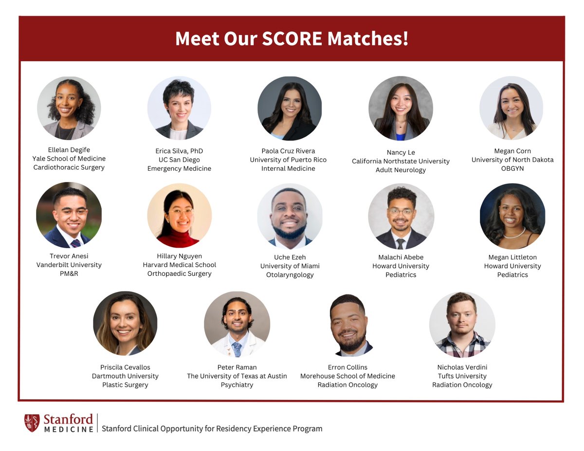 Stanford Office of Diversity In Medical Education (@stanfordodme) on Twitter photo We are so excited to be in NOLA soon for <a href="/SNMA/">Student National Medical Association, Inc (SNMA)</a> #AMEC2024! Stop by our table to learn more about our GME programs and talk with our amazing residents, faculty, and staff!
Reminder #Match2025: funded URiM clerkship applications are open until April 14. 🔗 med.stanford.edu/clerkships/sco… We are so excited to be in NOLA soon for <a href="/SNMA/">Student National Medical Association, Inc (SNMA)</a> #AMEC2024! Stop by our table to learn more about our GME programs and talk with our amazing residents, faculty, and staff!
Reminder #Match2025: funded URiM clerkship applications are open until April 14. 🔗 med.stanford.edu/clerkships/sco…
