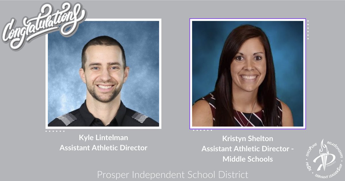 Help us congratulate Kyle Lintelman & Kristyn Shelton on their new roles as Assistant Athletic Directors for Prosper ISD. Coach Lintelman will oversee all athletics, while Coach Shelton will focus on middle schools. Discover more about them: prosperproud.net/athleticleader…  #ProsperProud