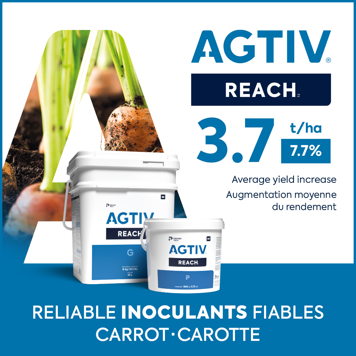 If you *carrot* all about your crops, use the #AGTIV #REACH mycorrhizal inoculant!
Check out these results!😉
tinyurl.com/t6ub8928

Si vous vous souciez de vos cultures de carottes, utilisez l'inoculant mycorhizien #AGTIV #REACH!
Regardez ces résultats!
tinyurl.com/25rb2r96