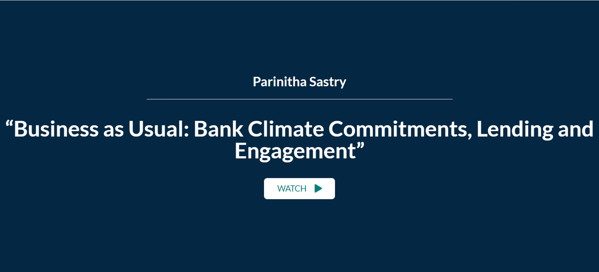 Missed Pari Sastry's engaging Young Scholars' Webinar: 'Business as Usual: Bank #ClimateCommitments, Lending and Engagement'? There were some unexpected outcomes in the research! Viewing now!
🎞 Watch it here: bit.ly/4auVmlm
#NetZeroCommitments #ESGRatings #BankLending