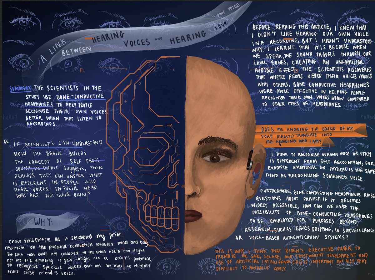 Congrats to Doras (L6), a runner-up in The New York Times One-Pager Challenge. The NYT challenged teenagers to respond to an article by creating a visual guide. Doras impressed them with her response to ‘A Link Between Hearing Voices and Hearing Your Own Voice’.