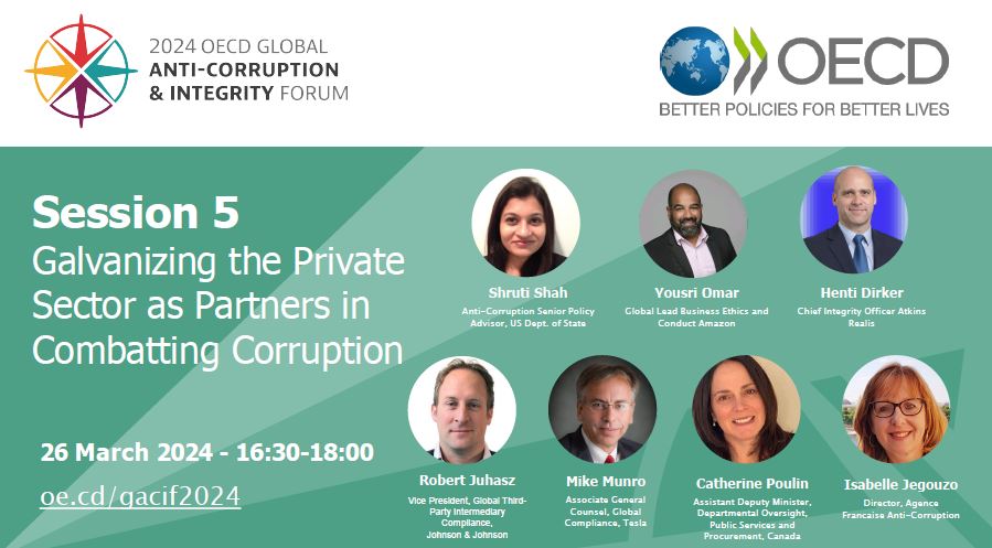 📢 2024 OECD Global Anti-Corruption & Integrity Forum Don't miss Session 5⃣ as we discuss solutions to manage corruption risks in supply chains & how these risks are inter-linked with environmental & human rights risks. 📺 oecd-events.org/gacif2024 #GACIF24