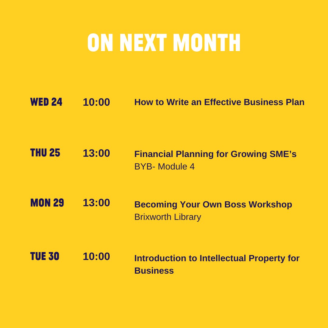Take a look at the range of FREE business events we have coming up in April. There is a variety of sessions for you to attend, including webinars from Module 4 of our Build Your Business programme focusing on financial planning for your business. #UKSPF #BuildYourBusiness