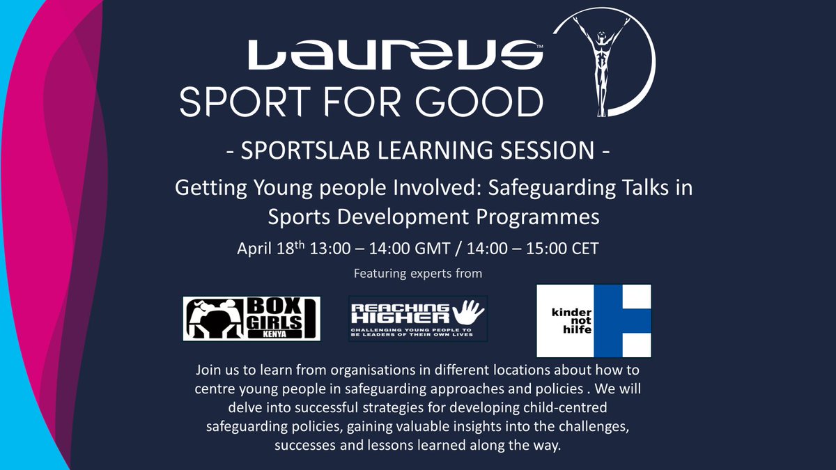 Join us on April 18th at 13:00 GMT for a webinar about getting young people involved in safeguarding processes in the context of sport development programmes. Our expert panel for this SportsLAB will feature speakers from @Boxgirlskenya, @ReachHigherUK and @kindernothilfe who…