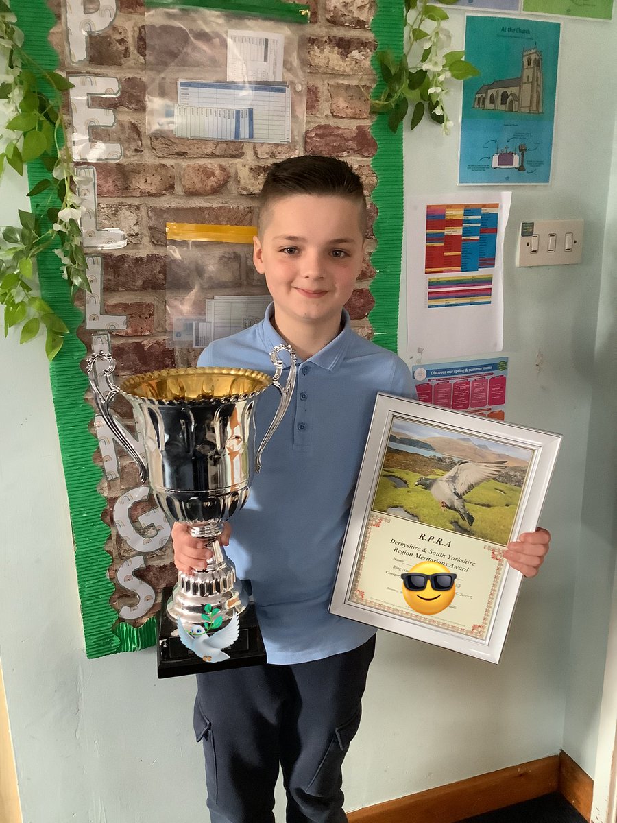 Incredibly proud of this Y4 coming to show Mrs McKinnon his trophy and certificate for Pigeon racing! <a href="/Spirejunior/">Spire Junior School</a> <a href="/Y4Spire/">Year 4 Spire Junior School</a>