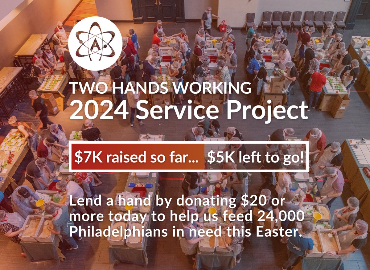 We only have 5.5 days left to raise $5,000 for Philadelphians in need. If you prefer meaningful action to thoughts and prayers, help us reach our goal and show that '2 hands working can do more than 1,000 clasped in prayer.' TL;DR 🤲>🙏 Lend a hand 👇 act.atheists.org/a/2024servicep…