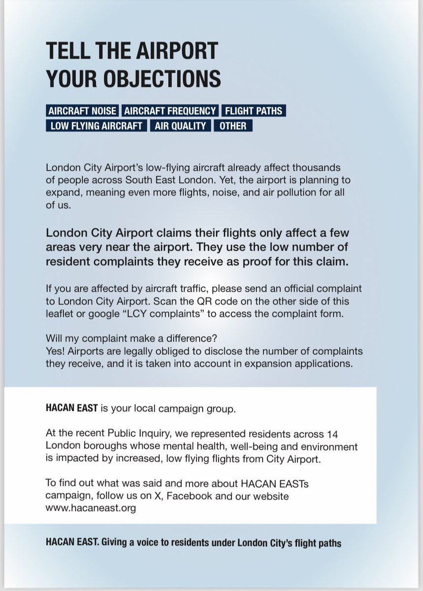 I’ve been chatting to neighbours in nearby streets today as I delivered the new @hacaneast leaflet. Everyone I spoke to was bothered by loud, low flying aircraft from @LondonCityAir but didn’t know about the public inquiry or how to complain.