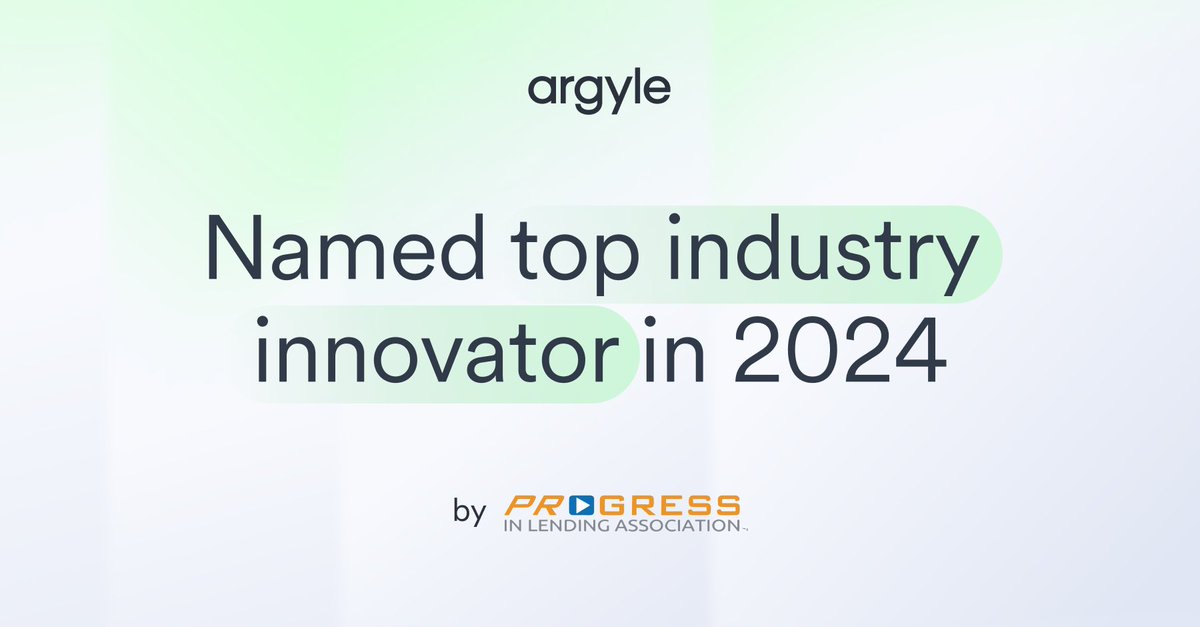 Argyle has been named a recipient of the 2024 Innovations Award by the PROGRESS in Lending Association! This award celebrates companies at the forefront of #innovation in the U.S. #mortgage industry, and we're honored to be recognized. lnkd.in/gaGKSwVe