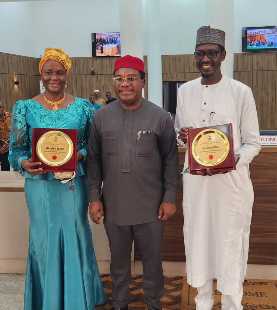 Ministerial Service Award for Justice Sector. Charity Ovanya and Sagir Dauda won the o2023 award for NHRC.