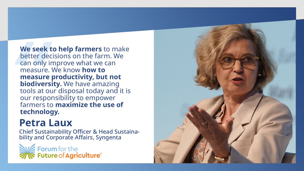 Petra Laux, Chief Sustainability Officer & Head Sustainability and Corporate Affairs, @Syngenta, reaffirmed Syngenta's commitment to farmers by providing cutting-edge technologies for a more sustainable future in agriculture. #ForumforAg