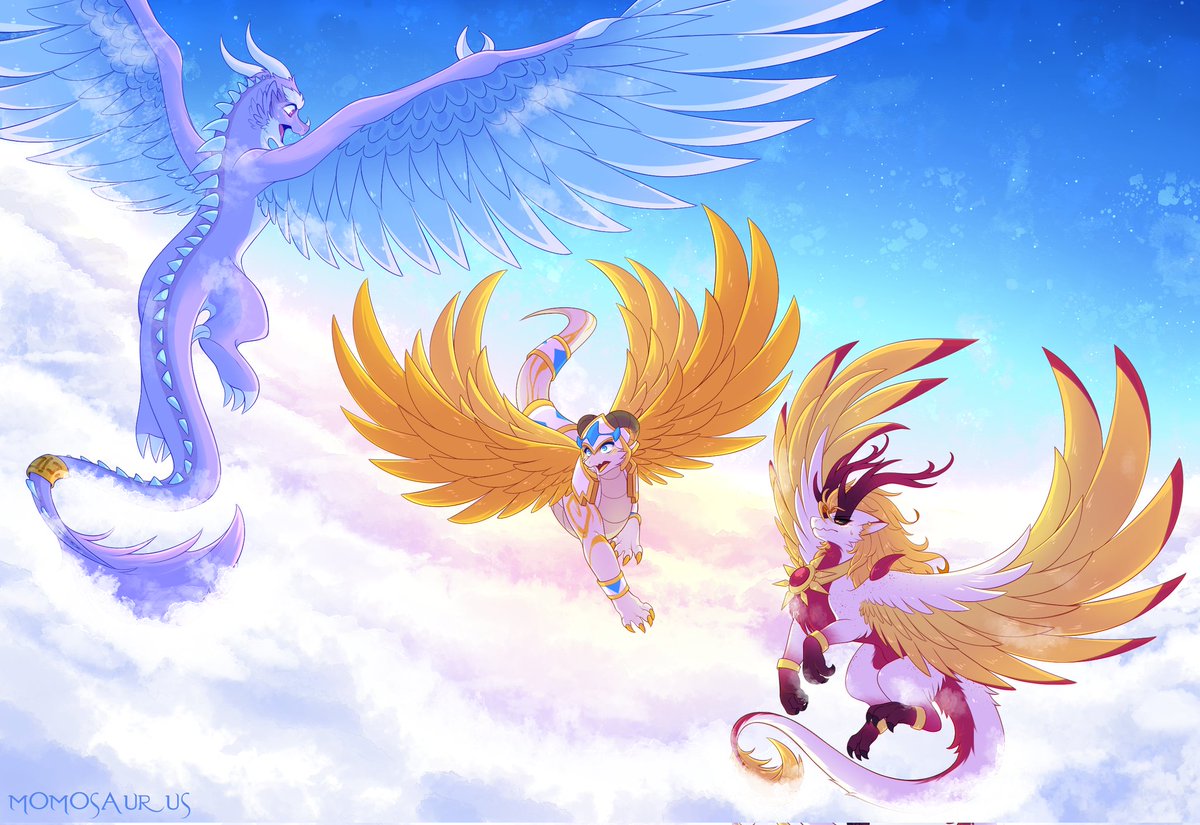 Had a small encounter in the skies, neither of the two dragons I bumped into seems to be happy with me haha... Whoops X3

Art, Sora and Haku are by <a href="/M0M0SAURUS/">💫Momo💫</a>, go check her put, you won't be disappointed at all :3