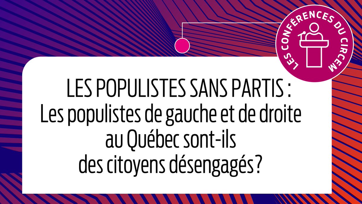 CIRCEM (@circemuottawa) on Twitter photo 📍Le jeudi 4 avril à 13h (FSS 5028)📍
📣Conférence d'Audrey Gagnon, chercheuse postdoctorale au <a href="/cridaq/">CRIDAQ</a>📣
👉"Les #populistes sans partis : Les populistes de gauche et de droite au #Québec sont-ils des #citoyens désengagés?"💡
➡️Commentaire : Efe Peker
<a href="/uOttawa/">Université d'Ottawa | University of Ottawa</a> <a href="/uOttawaFSS/">Social Sciences Sociales</a> 📍Le jeudi 4 avril à 13h (FSS 5028)📍
📣Conférence d'Audrey Gagnon, chercheuse postdoctorale au <a href="/cridaq/">CRIDAQ</a>📣
👉"Les #populistes sans partis : Les populistes de gauche et de droite au #Québec sont-ils des #citoyens désengagés?"💡
➡️Commentaire : Efe Peker
<a href="/uOttawa/">Université d'Ottawa | University of Ottawa</a> <a href="/uOttawaFSS/">Social Sciences Sociales</a>