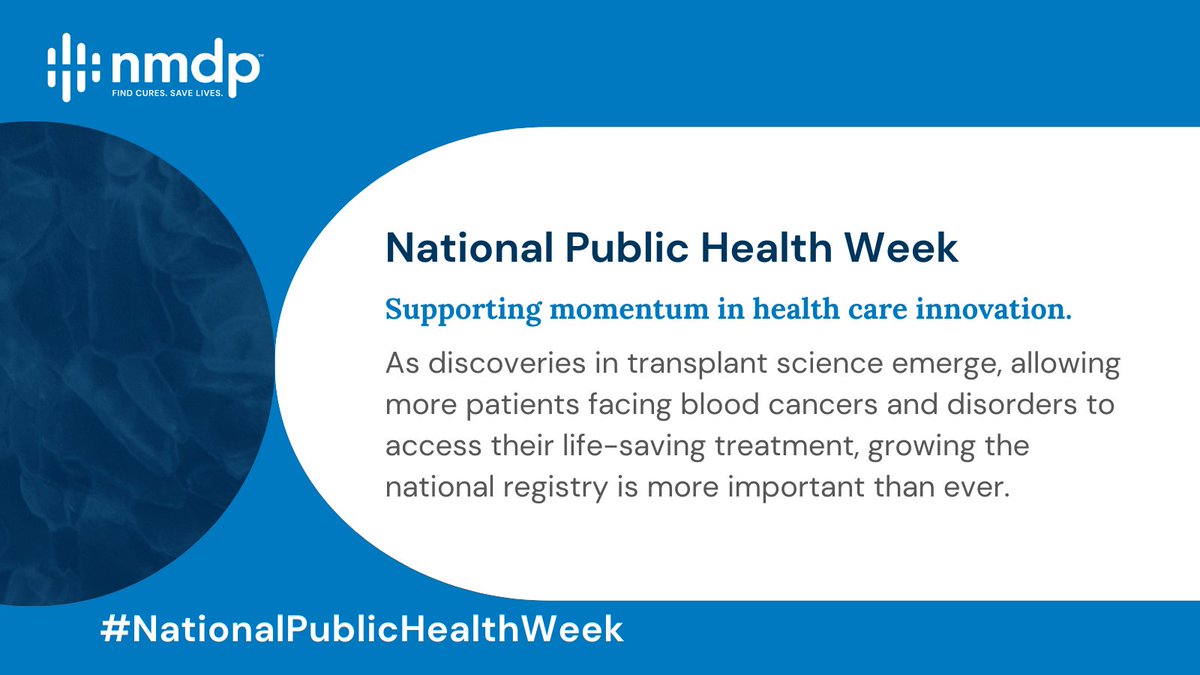On day two of #NationalPublicHealthWeek, we’re focusing on innovations. As exciting new research shows how more patients can be saved from blood cancers and disorders, we know continued investment in medical treatments is more important than ever.