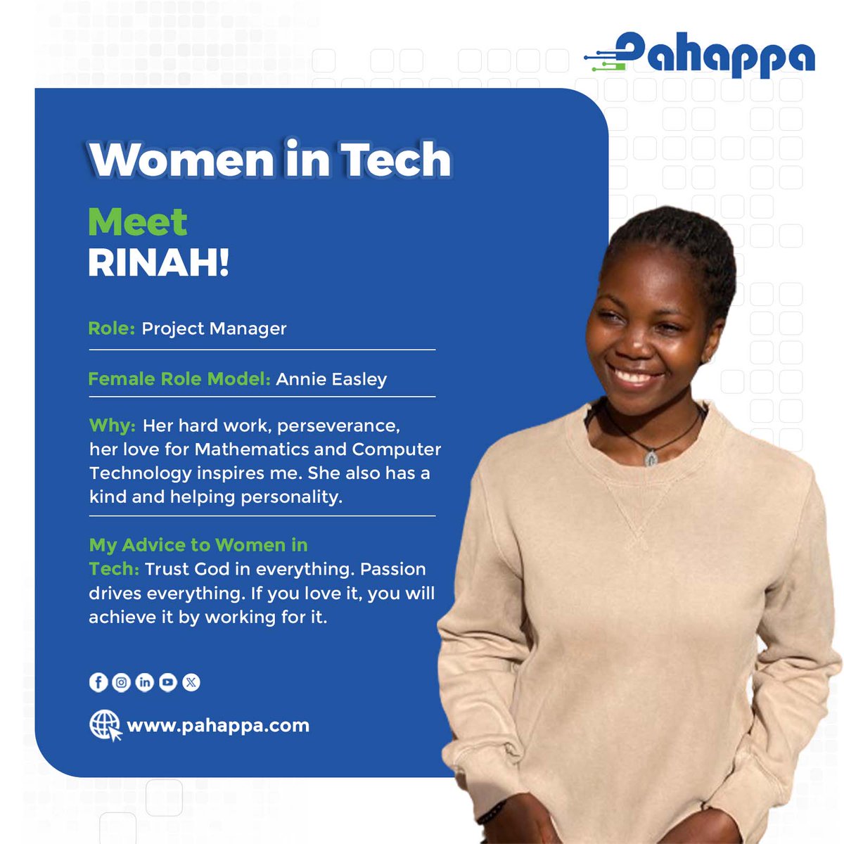 Meet @NRinah25, one of our dedicated Project Managers. When Rinah isn't immersed in her work, you'll find her watching football matches, listening to her favourite music, or diving into thought-provoking documentaries. #teamwork #ourteam #pahappa