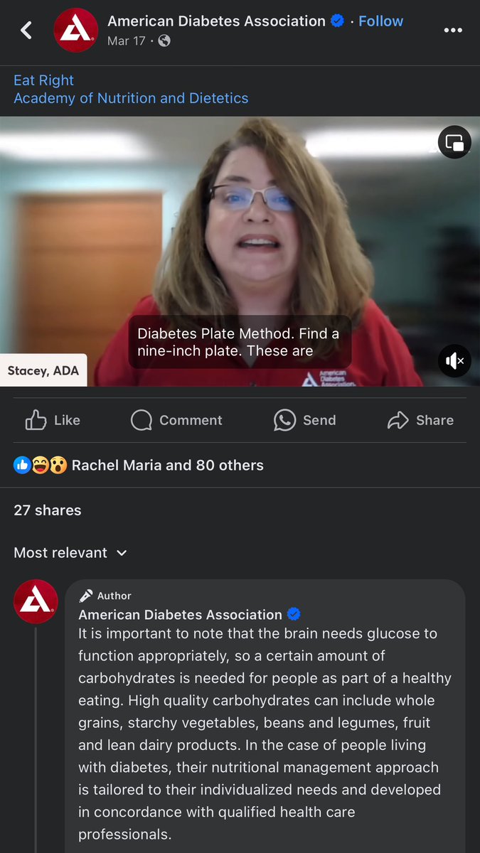 After 2.6M views, the @AmDiabetesAssn defends itself, claiming carbs are essential. Incorrect. A v. small amount is needed for brain/eye function, but this glucose can be made from protein via gluconeogenesis. The human requirement for carb consumption is zero. ADA, your own