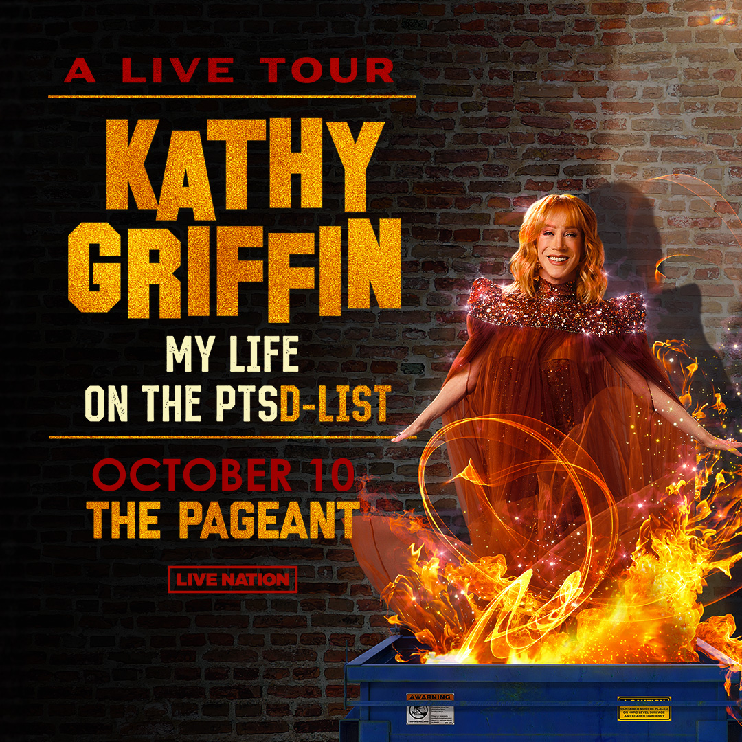 JUST ADDED: Emmy & Grammy winning comedian, TV star and best-selling author @kathygriffin: My Life On The PTSD-List is coming to The Pageant on October 10th! Presale begins Wednesday at 10AM (code: KEY). Tickets on sale Friday at 10AM. More info: ticketmaster.com/event/06006072…
