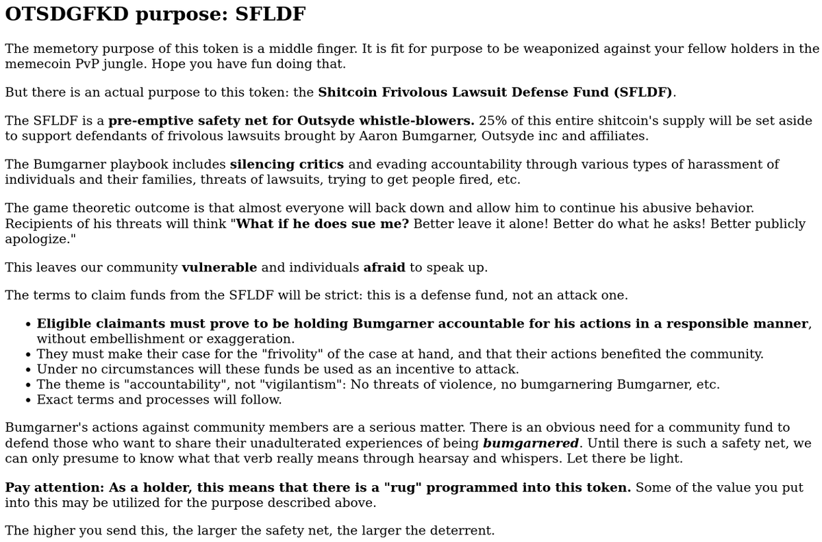 11 hours to go, 24K raised already. plot twist time

say hi to Shitcoin Frivolous Lawsuit Defense Fund (SFLDF)

bumgarnered.com