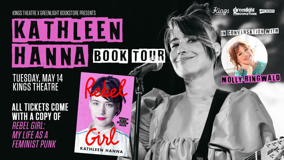JUST ANNOUNCED: Feminist icon @kathleenhanna will celebrate the launch of her new memoir with a special live conversation with actress @MollyRingwald on May 14! Tickets on sale now at bit.ly/3Q0f00T