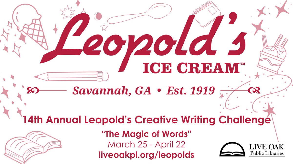 ✨ Ready to make some magic? ✨We're proud to partner with our friends at @leopolds for the 14th Annual Creative Writing Challenge! Students in grades K-12 in Chatham, Effingham and Liberty Counties may submit poems at any LOPL location until April 22. bit.ly/49fkr2u