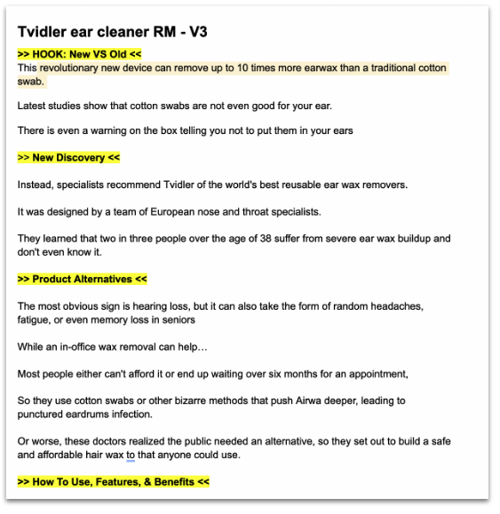 andres_fep's tweet photo. We helped an eCom brand scale from $150k/mo to $800k/mo in a Year using VSL Ads

And I figured out how to do it without killing their margins.

Steal my VSL process to do the same for your brand:

Here's the scoop:

Short-form UGC is a common ad type for eCommerce brands to use.

But video sales letters (VSLs) are the way to go if you want better conversion rates, lower CPAs, and scale fast!

Many people in eCommerce have heard about VSLs but are unsure how to create one for their brand.

Brands often use short-form UGC because it's effective.

But when all our feeds are full of short-form UGC, they don't stand out as much as they used to.

What's the difference between UGC and VSLs?

Short-form UGC ads are typically 30-40 seconds long, while VSL ads can be 3, 5, or even more than 10 minutes long.

They educate a cold audience a lot better than short-form UGCs.

VSL's scales faster, last longer, and, in most cases, completely outperforms short-form UGC ads.

1. Before

We originally worked with this client when they were making $60k a month.

Using the following strategies, we quickly took them from $60k to $150k-$200k per month:

- Create short-form UGC ads
- Repurposing b-roll footage and using eleven labs voiceovers to create ads
- Running our ads to listicle pre-sell pages to increase conversion rates in our funnel.

We primarily used short-form UGCs.

But we found some of the new UGC we were testing fatigued quickly…

And we knew we had to find a better way to scale.

That's when we discovered VSLs after seeing them on countless YouTube ads for eCom offers.

We decided to try using VSLs, but on Meta, to get better results.

2. VSL Research

First, we knew that with VSL, we shouldn’t reinvent the wheel.

We needed to model what’s already working

You can take a winning VSL from a completely different niche and model it for your niche.

To do this, Go to VidTao and study the best-performing VSL’s for other brands in different verticals.

We reversed-engineered what is already working for other brands.

Don’t try to write something from scratch; model what’s already working.

3. VSL Creation

From our research, we picked out a VSL that already had millions of views and hundreds of thousands of dollars in ad spend.

We then downloaded and transcribed the VSL scripts (you can descript or https://t.co/nv5afvn2wu)

We broke down the script structure and modeled the VSL script for our client's brand.

This is one of the VSL structures that we used:
1. HOOK: New vs Old Solution
2. New Discovery
3. Product Alternatives
4. How It Use
5. Features
6. Benefits
7. Scarcity Statement
8. What Is It Worth It To You?
9. Money Close
10. CTA

For creating the ad, there are two ways you can go about this:

- Get a voice-over actor to narrate the entire VSL
- Get the entire script voice-over generated via AI voice-overs.

For most of our VSLs, we opted out for AI-generated voiceovers using eleven labs.

It’s the quickest to implement and launch.

You can use super-realistic voices, and they convert extremely well.

In addition, we’ll create the VSL using the brand's UGC, video shoot content, and the entire video asset library.

Ultimately, Our VSL ended up being 3:40 - 5 minutes long between different variations...

For VSL’s, two main sections are crucially important.
1. Hook: First 3-5 seconds of the ad
2. Lead: The first 30 seconds of the ad

Once a VSL works well, we play around with different hooks and leads to see what works best.

We can create 5+ variations for each hook & lead.

Mixing up these parts, we can find many winning combos from just one ad.

Here are some tips to make great hooks:
- Oddly satisfying style video hooks
- 2-3 cuts in the first 3 seconds 
- Close-up facial expressions 
- Wow factor video 
- {Pain point}? This is how you solve {pain point} fast!

Here are some tips to make great leads:
- Educate viewers on the true cause of a pain point
- Use "Myth vs. Fact" to share some surprising truths.
- Tell a story, like how the product was created or a customer's experience.
- Explain how the product is going viral  
- Talk about a big mistake people make when trying to solve their pain point.  
- Important questions: Does {alternative solution} work for {pain point}?

4.  Ad Account

First off, we're all about keeping things simple and organized.

Here’s the ad account structure that we follow on most accounts:

TOF | Creative Testing | ABO
BOF | Retargeting
POST | Retargeting
TOF | Website & Shops | CBO
TOF | Scaling Creatives | ABO
TOF | Cost Caps | CBO

When it comes to creative testing, we're starting at $50 to $100 a day per creative test

When we find that an adset is within or above KPI CPA…

That's when we crank up the spending on ABOs by 20-30% daily while, at the same time, taking the winning ads over to scaling the CBO campaign.

5. Ad Account Scaling

The next step is scaling the ad account to hit $10k+ days in ad spend.

We took our best-performing CBOs and surf-scaled them.

We’d bump the budget by 20-30% every couple of hours, but only if our cost per acquisition stayed within our break-even KPI.

We could take a campaign from spending $2K a day to about $5K by the end of the day.

At the end of the day, we’d reset the budget and increase it by 20% from what we started with the previous day...

Then repeat surf scaling the following day.

On top of this, we take our best-performing VSLs and set up cost-cap campaigns.

This allowed us to pump out $10k+ days in ad spend with scaling with cost caps.

We did this by setting our target bid at a specific amount and varying it by $10 above our current average CPA or $10 below.

So, if our current avg. CPA was $40, we would test $41, $42, $43, $44, $45, and even $45, $46, $47, $48, $49, $50, and then we would test below $40.

Typically, the higher you go, the more spending you will get.

It may not always be profitable, but sooner or later, you'll find the sweet spot on the cost cap and be able to scale with it.

At the peak, we were spending $12k+ per day on meta.

6.  Increase Retention

We were acquiring 1,000’s of customers every month BUT….

Not many would come back and buy MORE.

Not because our product was bad but because our product was SO good.

Average of less than 3% returning customer rate…

So how did we fix this?

They introduced a digital product.

The following isn’t my client's product, but essentially, this is how we formatted it.

Imagine you sell a yoga mat and roller set as the main product for your brand.

We then create a course teaching our customers how to stretch with them.

We get a yoga instructor to film the content for the entire course with guided workouts.

We then set the price at about $8 a month but sold it as a mandatory yearly subscription.

That turns out to be around a $96 AOV.

This move alone started bringing in an extra $10K-$12K each month - Pure profit.

The digital product, combined with a new product launch, increased monthly retention from 4% to 10%.

Summary

VSL’s are used by top direct-response brands in the space.

Yet most eCommerce brands today aren’t taking advantage of this ad format.

It may even work even better than your current short-form UGC ads.

At least that is what we have found for our clients.

And you should test it for yourself.

Next Steps

If you're reading this, you might be running a store online and have heard about VSLs.

You might not know how to start or the best way to use them.

We implement all of this for you without you having to do anything.

If you want to grow your brand with VSLs, click the link below and let’s have a chat.