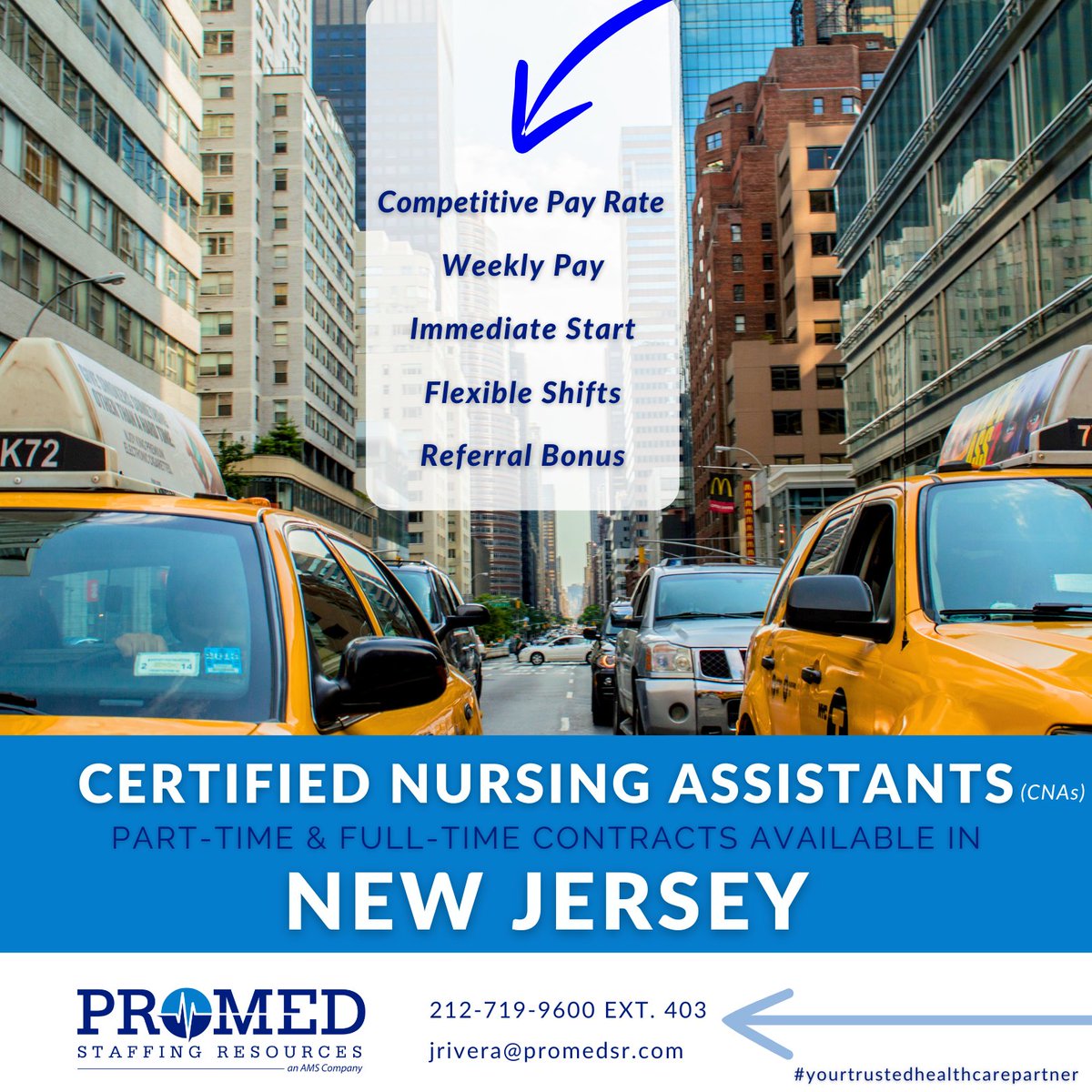 #CNAs, are you ready for a vibrant new chapter in #newjersey? Connect with Jorell Rivera at (212) 719-9600 or  jrivera@promedsr.com and propel your career forward!

#certifiednursingassisstant #njjobs #longtermcare  #ltc #ltcjobs #recruitmentagency #cnajobs #promed #promedsr