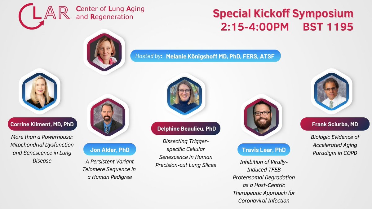 Don't miss our very special Basic & Translational Research in Lung Diseases Conference TODAY as we kick off the new Center for Lung Aging and Regeneration (CLAR)!🫁🤩#ThisIsPACCSM #MedTwitter #PulmTwitter @PACCSM @UPMCPhysicianEd @PittDeptofMed @PittIMChiefs