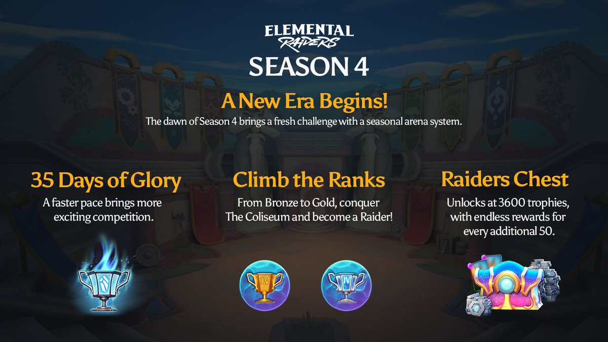 Through The Coliseum's gates, conquerors emerge as Raiders... Which new Spell will guide your victory? #ElementalRaidersS4 - live NOW!
