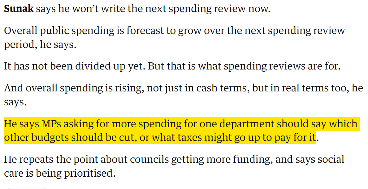 This is staggeringly rich from Sunak given he's only been able to cut NI while meeting his fiscal rules by pencilling in unspecified cuts from April 2025 onwards