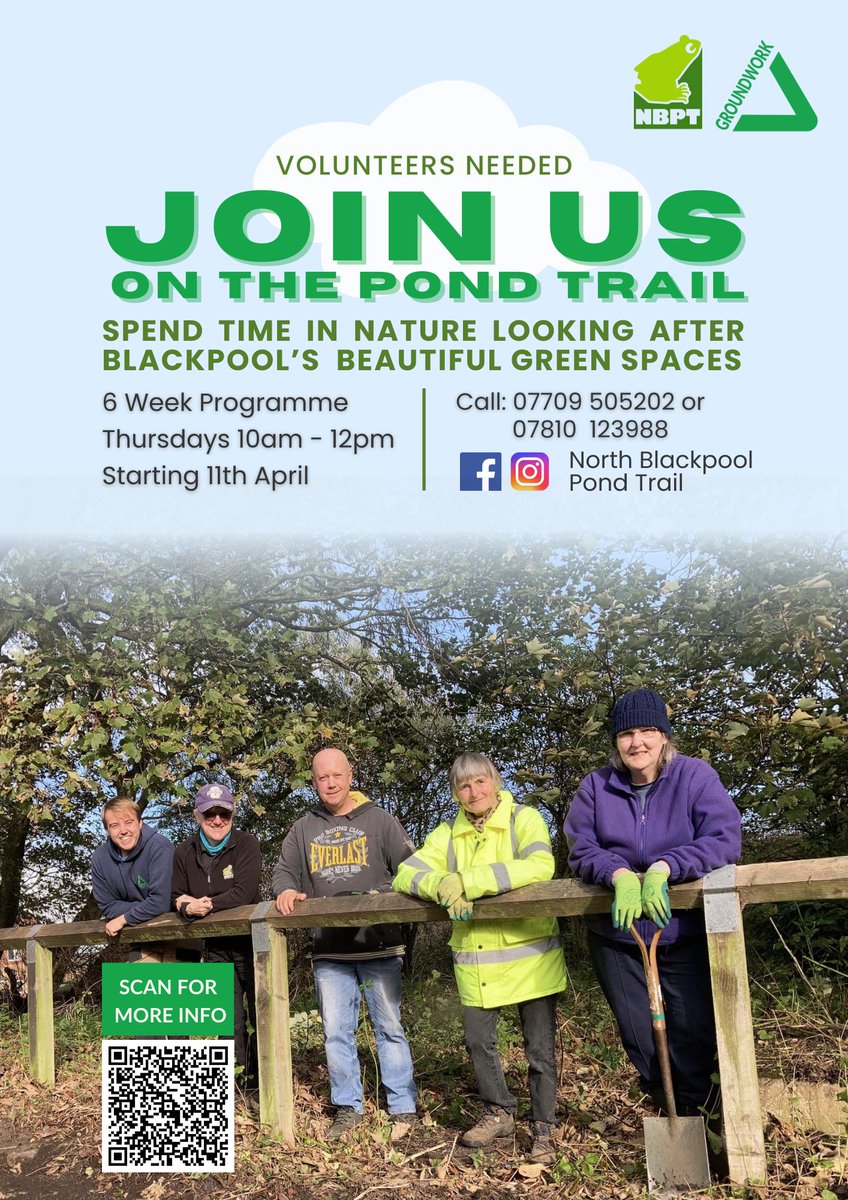 Want to help make North #Blackpool a place where people & wildlife can thrive? We're launching a weekly programme of volunteering, every Thurs 10am - 12 noon. It's a chance to spend time in beautiful green spaces, learn new skills & make new friends. @BlackpoolCT @BpoolCouncil