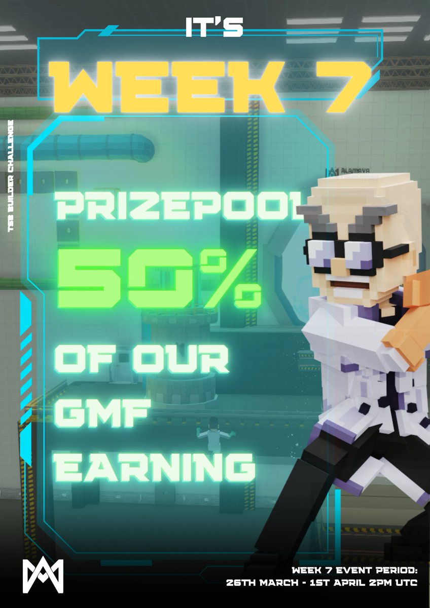 Week 7 is live!

They say 7 is a lucky number, so come try your luck in securing the top spot on this week's leaderboard! PS – you can earn $SAND

Play now! sandbox.game/en/experiences…

Join our discord for more info: discord.gg/JMMQQ2TZ

<a href="/TSBCreators/">The Sandbox Creators</a> #TSBBuildersChallenge