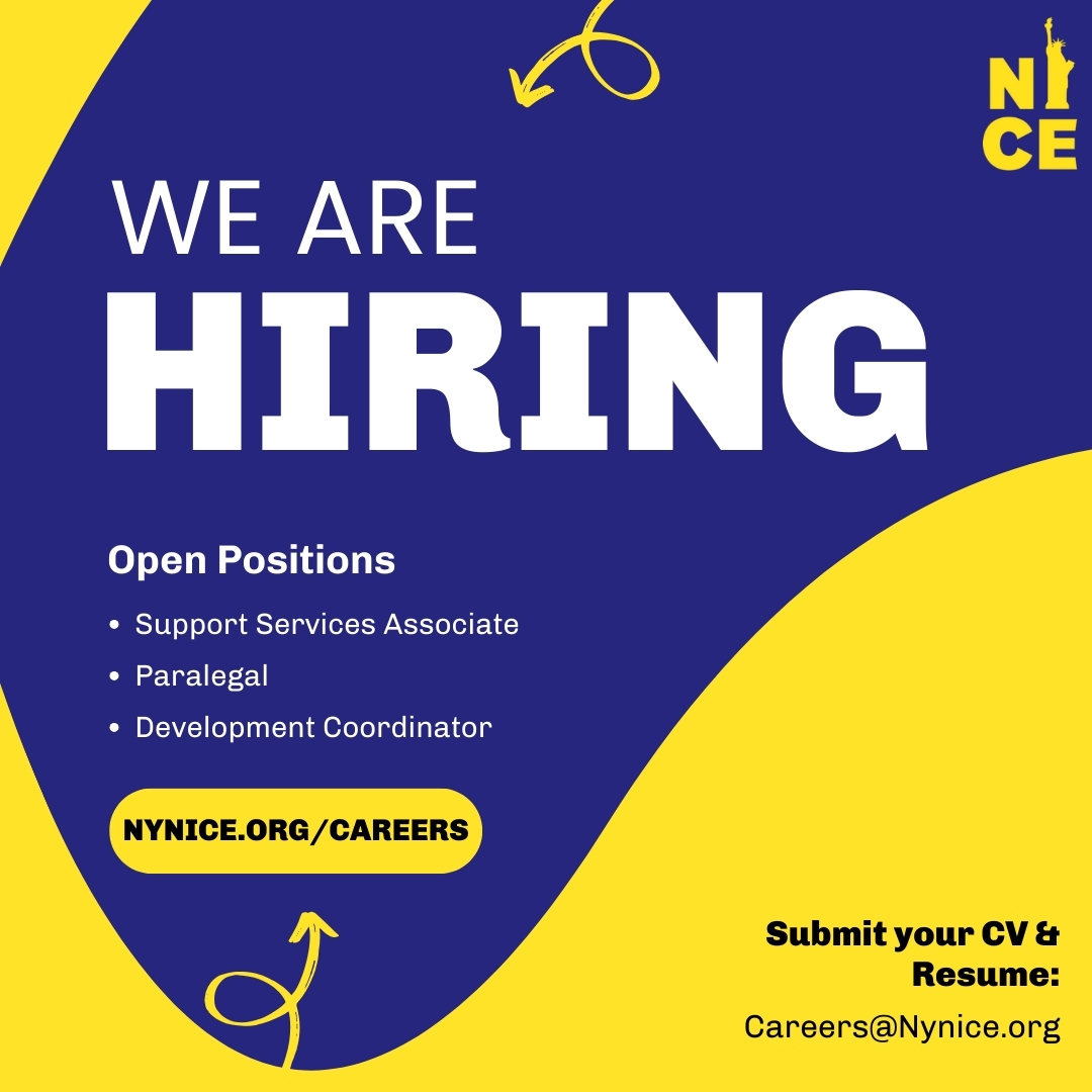 🌟 Join our NICE dynamic team! 🌟 We're hiring a Support Services Associate, Paralegal, and Development Coordinator! If you're passionate about making a difference and thrive in a collaborative environment, we want to hear from you. Apply now and be part of something meaningful!