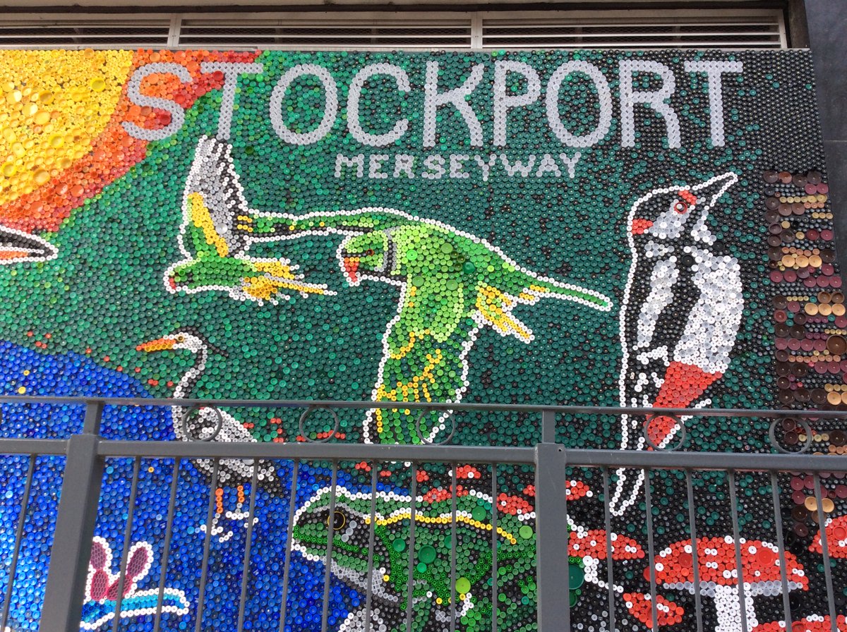 StJosephsSK1's tweet image. The Eco council had a walk to the new mural in Stockport town centre today - all made from plastic tops
#recyclingrocks