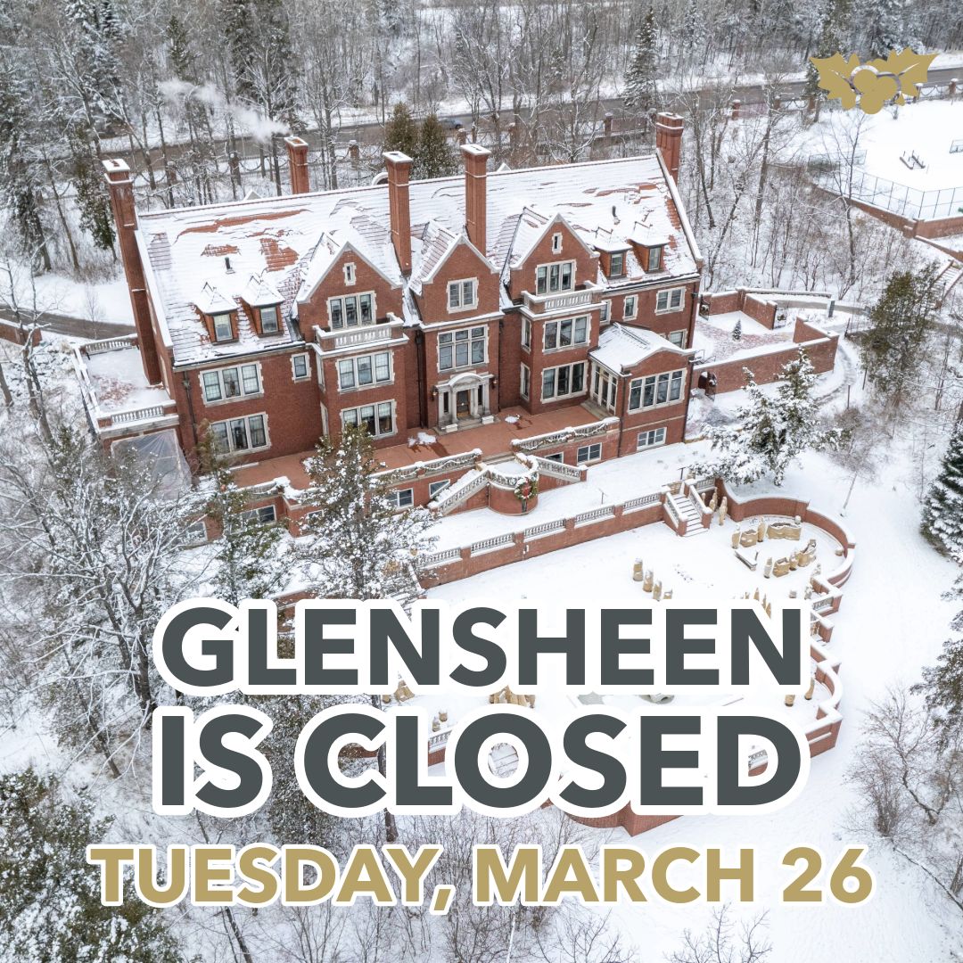 NEW WEATHER UPDATE: Glensheen is CLOSED today, Tuesday, March 26 due to winter weather. Stay safe and enjoy the snow! Please note: guests can use their pre-purchased Classic Tour tickets anytime. #glensheen #winterweather