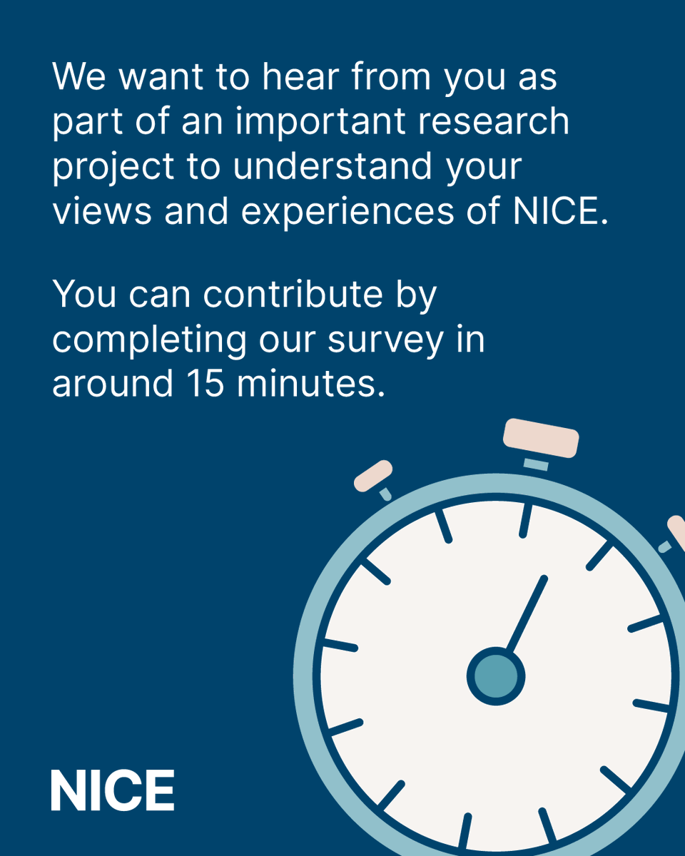 📣We want to hear from you as part of an important research project to understand your views and experiences of NICE. Your feedback will be used to help inform and shape our future development. 📅Contribute by completing our survey by 7 April⬇️ yonder.online-host.solutions/ASP/P024404/lo…