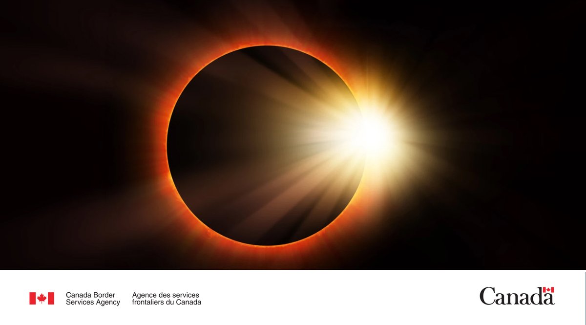 Since some parts of Canada are prime viewing locations for the #TotalSolarEclipse of April 8, expect an increase in visitors and #BorderWaitTimes. Plan ahead: cbsa-asfc.gc.ca/bwt-taf/menu-e… #SolarEclipse2024