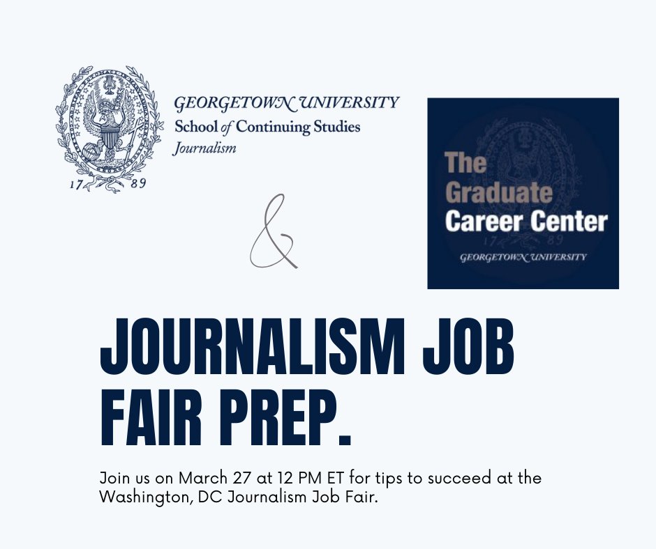 Ensure your success by attending the Journalism Job Fair Prep on Wednesday, March 27 at Noon! This session will cover essential tips and strategies to make the most of the job fair. #RSVP Link in Bio #SCSJournalism #JournoJobFair2024 #JournoJobFair #GeorgetownJournalism