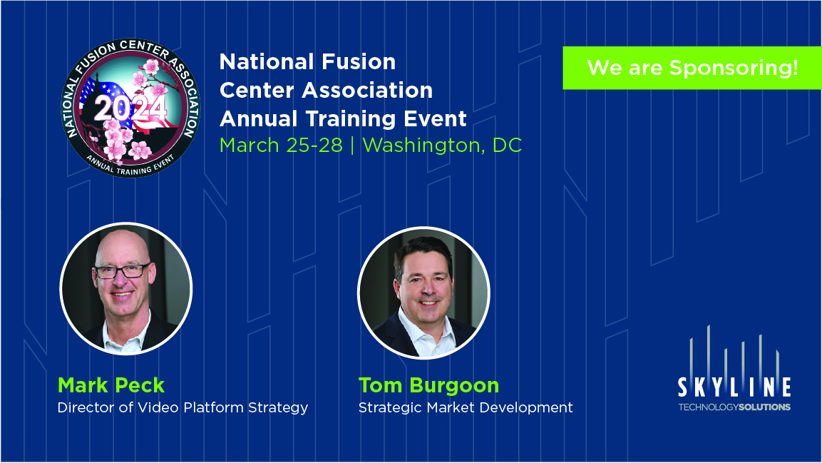 Skyline is proud to again be a sponsor of the National Fusion Center Association (NFCA) Annual Training Event this week in Washington, DC. Stop by our booth to learn more about Skyline's real-time video-sharing platform. #VideoInteroperability #PublicSafety #NFCA2024