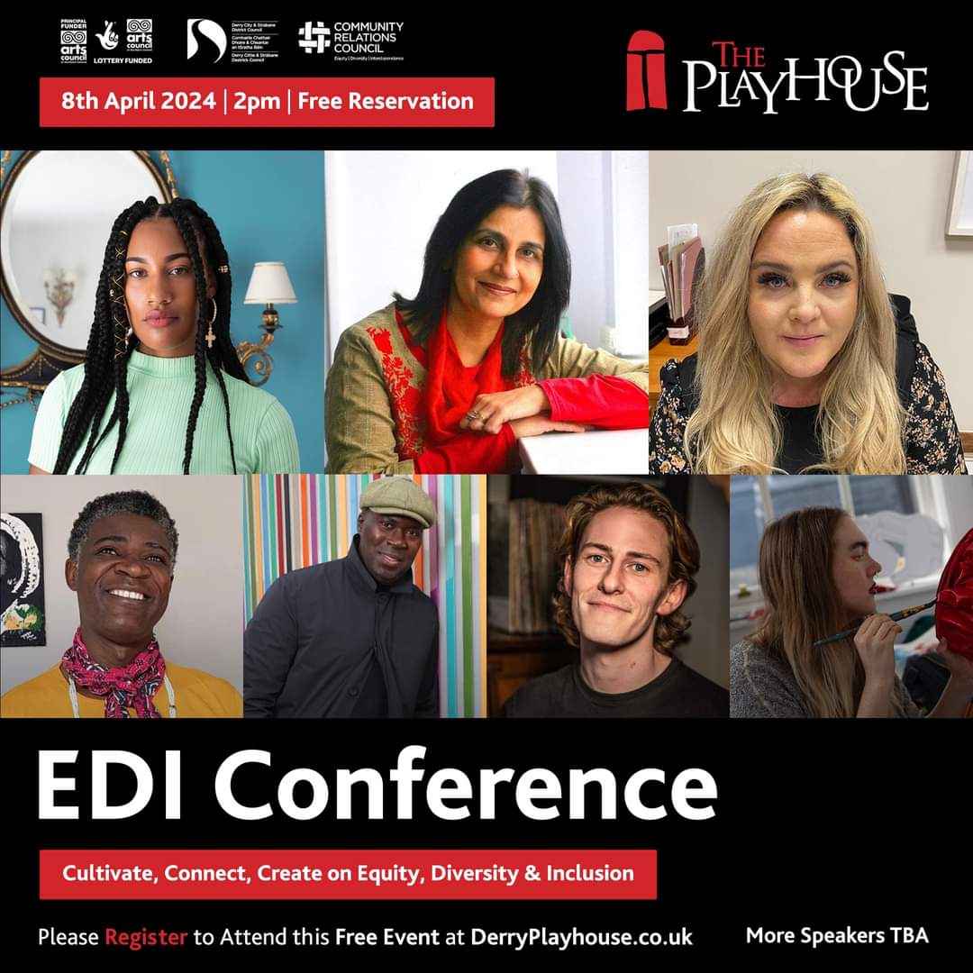Join us at The Playhouse for EDI Conference 🎟 Cultivate, Connect, Create on Equity, Diversity & Inclusion Speakers include; (from top left) 𝐀𝐧𝐠𝐞𝐥 𝐀𝐫𝐮𝐭𝐮𝐫𝐚 Anti-Racism & Climate Justice Activist 𝐃𝐫. 𝐍𝐢𝐬𝐡𝐚 𝐓𝐚𝐧𝐝𝐨𝐧 𝐎𝐁𝐄 Arts Ekta 𝐀𝐧𝐧 𝐅𝐫𝐢𝐞𝐥…