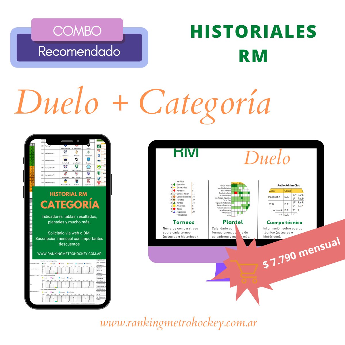 📢 Combo recomendado 🚨

🔥 Duelo + Categoría Mensual

- Duelo: información del rival: jugadoras destacadas, resultados e indicadores históricos. 

- Categoría: indicadores, tablas, resultados, planteles, desarollo y mucho más.

🛒$ 7.790 mensual

rankingmetrohockey.com.ar