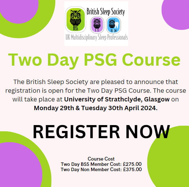 Our face-to-face Polysomnography course is taking place in just over a month. Registration is now open, reserve your place now! sleepsociety.org.uk/two-day-psg-co…