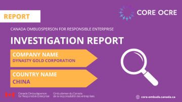 The CORE has published its final report concluding the investigation into allegations of Uyghur forced labour in the operations of Canadian mining company, Dynasty Gold Corporation, in China. Read the report on our website at:ow.ly/xMQ650R26l7