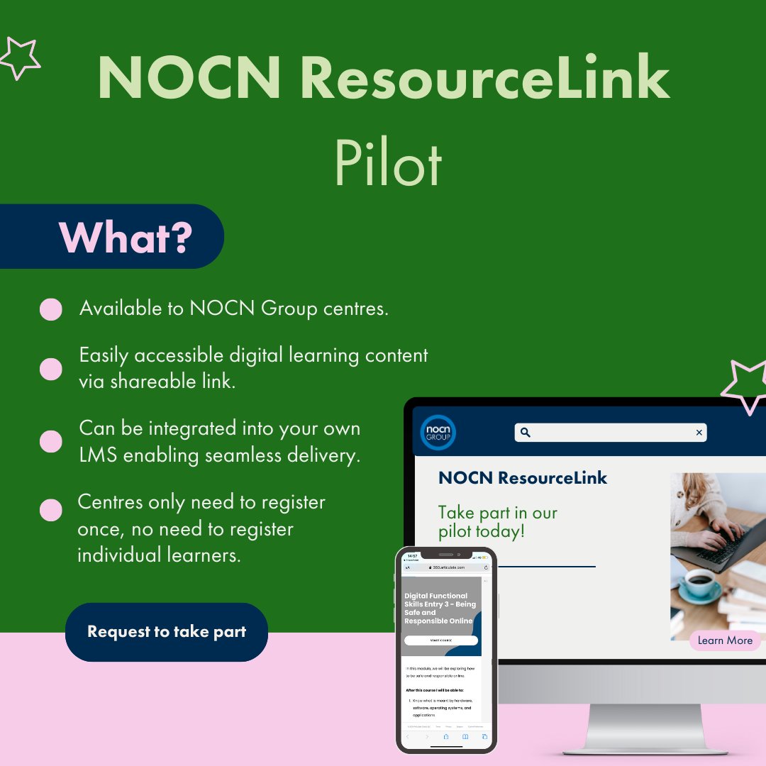 Haven't you heard? We're launching a new system which will provide NOCN centres with easily accessible digital learning resources, available via a shareable link. 🔗 Find out whether your centre is eligible to take part over on our website: nocn.org.uk/support/system…