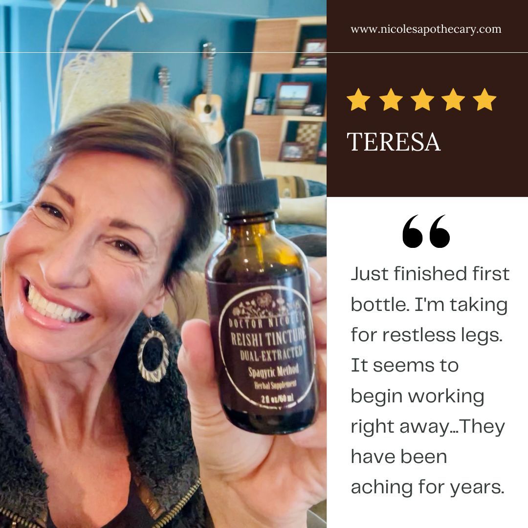 Have #pain or #RLS? “Just finished first bottle. I'm taking for restless legs. It seems to begin working right away...” - Teresa Teresa, I’m thrilled about your positive experience with my Reishi Tincture! 🍄 buff.ly/3BE5HKZ