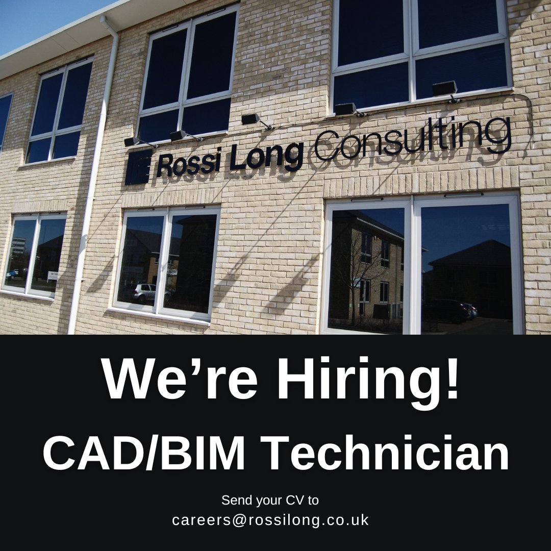 A new #Opportunity is now available for an enthusiastic and motivated Structural Engineering CAD/BIM Technician to join our friendly team of CAD and BIM Technicians. Email your CV to careers@rossilong.co.uk. Find out more > bit.ly/3PyVB6E