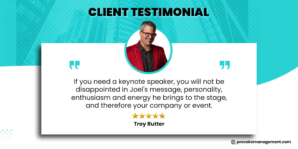 Ready to ignite your event with inspiration? Invite @joelcomm as your keynote speaker! His powerful message and contagious energy will energize your audience and elevate your event to unforgettable levels. Book Joel now! #ProvokeSpeaker #SpeakerSpotlight