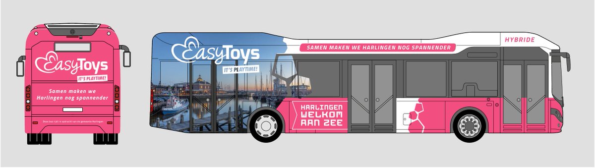 Nieuwe hoofdsponsor voor parkeerbedrijf Gemeente Harlingen: Nederlandse webwinkel EasyToys! Belettering van pendelbussen inbegrepen als profilering voor eiland-bezoekers. Voor meer info: ap.lc/yAOzt #duurzaamheid #EasyToys #sponsor