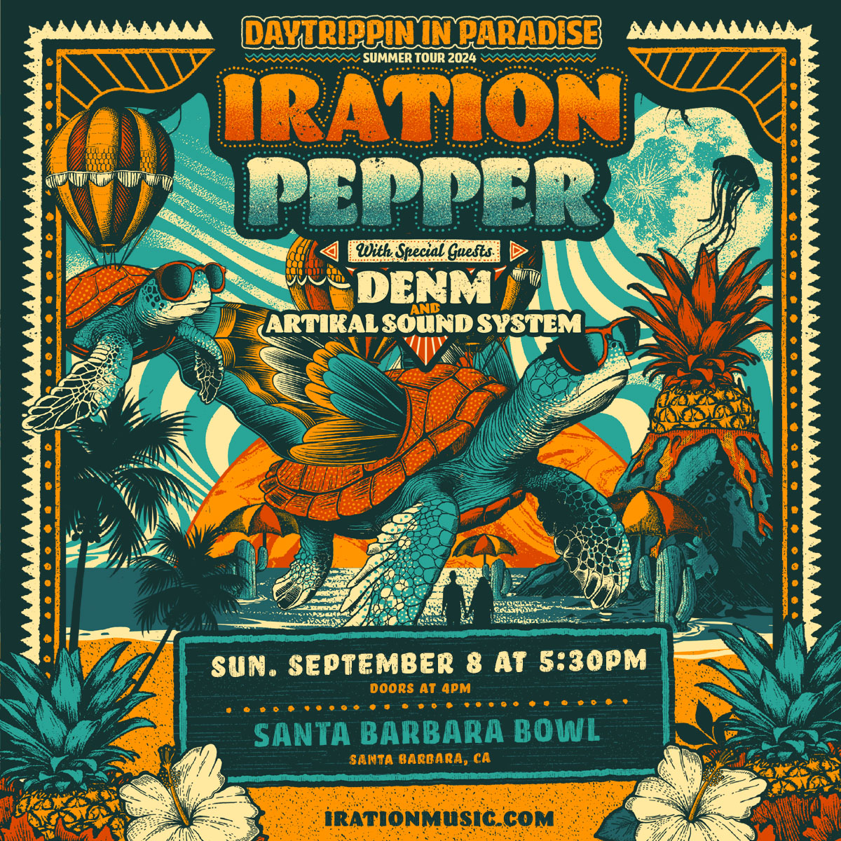📣 @Iration & @Pepperlive tour heads to @SBBowl on 9/8! W/ @iamDENM, & @ArtikalSound! 🎟️ Tix on sale on 3/28 @10am! 🎟️ Buy tix at Bowl Box Office or on sbbowl.com 🎶All Bowl news & info: sbbowl.com #SantaBarbaraBowl #SBBowl #SBBowlSeason2024 #Iration