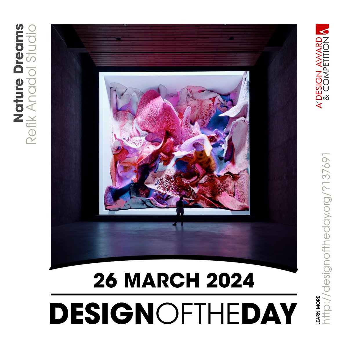 Congrats to Refik Anadol Studio, the creator behind the Design of the Day of 26 March 2024 - Nature Dreams Digital Art Exhibition. Check out this great work now. We are currently featuring it at designoftheday.org/?137691 #adesignaward #adesigncompetition #designoftheday…