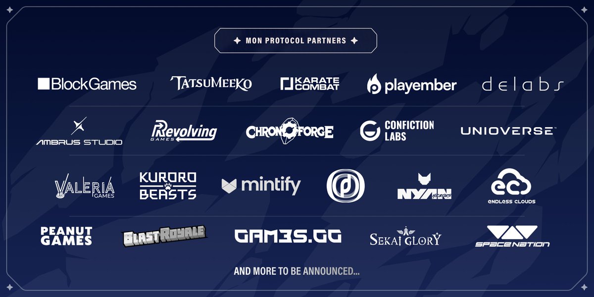 MON Protocol ๐ $MON (@monprotocol) on Twitter photo If you want to go fast, go alone
If you want to go far, go together
Excited to build the future of web3 gaming with the most amazing partners who have come onboard over the last few weeks. ๐ค
<a href="/GetBlockGames/">BlockGames</a> <a href="/tatsumeeko/">Tatsumeeko</a> <a href="/KarateCombat/">$KARATE COMBAT (ALT/SZN)</a> <a href="/play_ember/">Playember</a> <a href="/delabsOfficial/">Delabs Games๐</a> <a href="/AmbrusStudio/">E4C: Final Salvation</a> If you want to go fast, go alone
If you want to go far, go together
Excited to build the future of web3 gaming with the most amazing partners who have come onboard over the last few weeks. ๐ค
<a href="/GetBlockGames/">BlockGames</a> <a href="/tatsumeeko/">Tatsumeeko</a> <a href="/KarateCombat/">$KARATE COMBAT (ALT/SZN)</a> <a href="/play_ember/">Playember</a> <a href="/delabsOfficial/">Delabs Games๐</a> <a href="/AmbrusStudio/">E4C: Final Salvation</a>