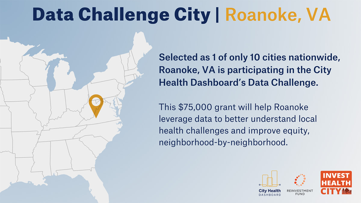 Roanoke is a #DataChallenge city 🎉 With funding and support from @CityHealthData & @ReinvestFund, our community will be learning how to use data in its approach to health equity. Roanoke College is proud to be the lead organization on this vital project: roanoke.edu/DataChallenge